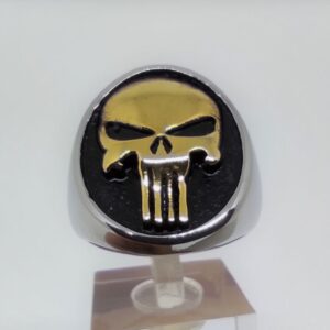 Bague chevalière gothique en acier inoxydable chirurgical 316L, motif punisher or, style rock, biker, gothique