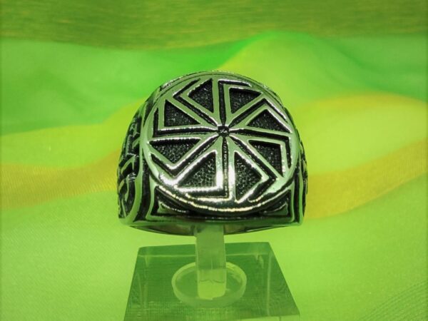 Bague chevalière viking en acier inoxydable chirurgical 316L roue tournante Kolovrat, style rock, biker, gothique viking