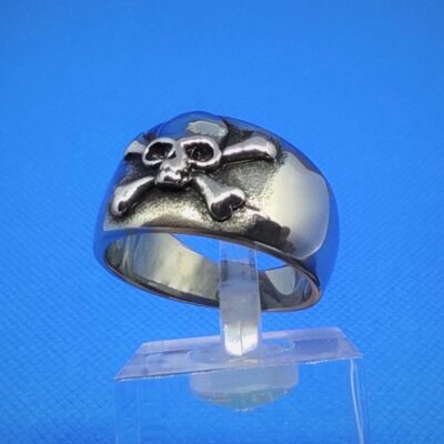 Bague alliance gothique en acier inoxydable chirurgical 316L, tête mort pirate Jolly Roger, style rock biker gothique viking punk