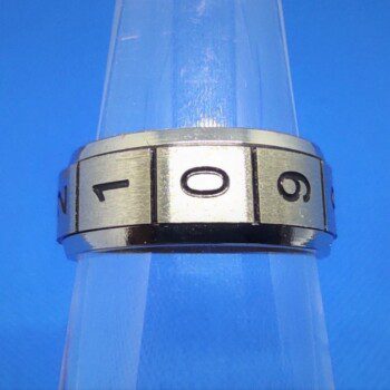 Bague alliance classique en acier inoxydable chirurgical 316L avec bandeau tournant anti-stress motif chiffres, style rock