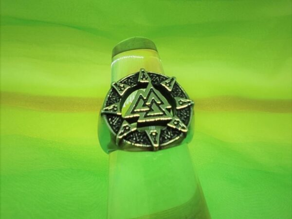 Bague chevalière viking en acier inoxydable chirurgical 316L, Valknut, style rock, biker, gothique, viking