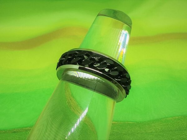 Bague alliance gothique en acier inoxydable chirurgical 316L, chaîne noire tournante, style rock, gothique, biker