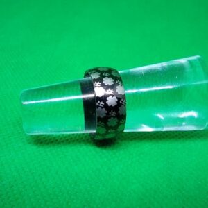 Bague alliance noire en acier inoxydable chirurgical 316Lavec motifs de trèfles à 4 feuilles et lettres FF en acier