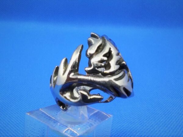 Bague alliance gothique en acier inoxydable chirurgical 316L, plate, motif dragon, style rock, biker, gothique