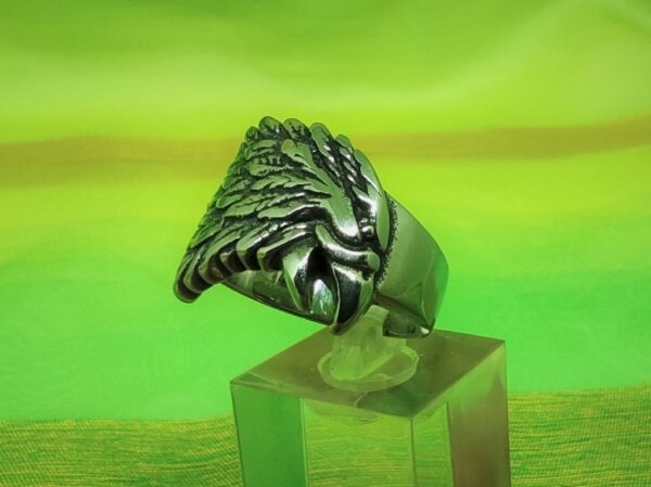 Bague alliance gothique en acier inoxydable chirurgical 316L plate tête d'aigle, style rock, biker, gothique