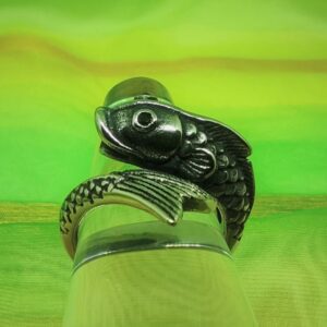 Bague alliance gothique en acier inoxydable chirurgical 316L poisson carpe enroulé, ajustable, style rock, biker, gothique