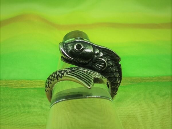 Bague alliance gothique en acier inoxydable chirurgical 316L poisson carpe enroulé, ajustable, style rock, biker, gothique