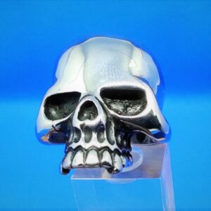 Bague gothique en acier inoxydable chirurgical 316L, tête de mort polie large, style rock, biker, gothique, punk