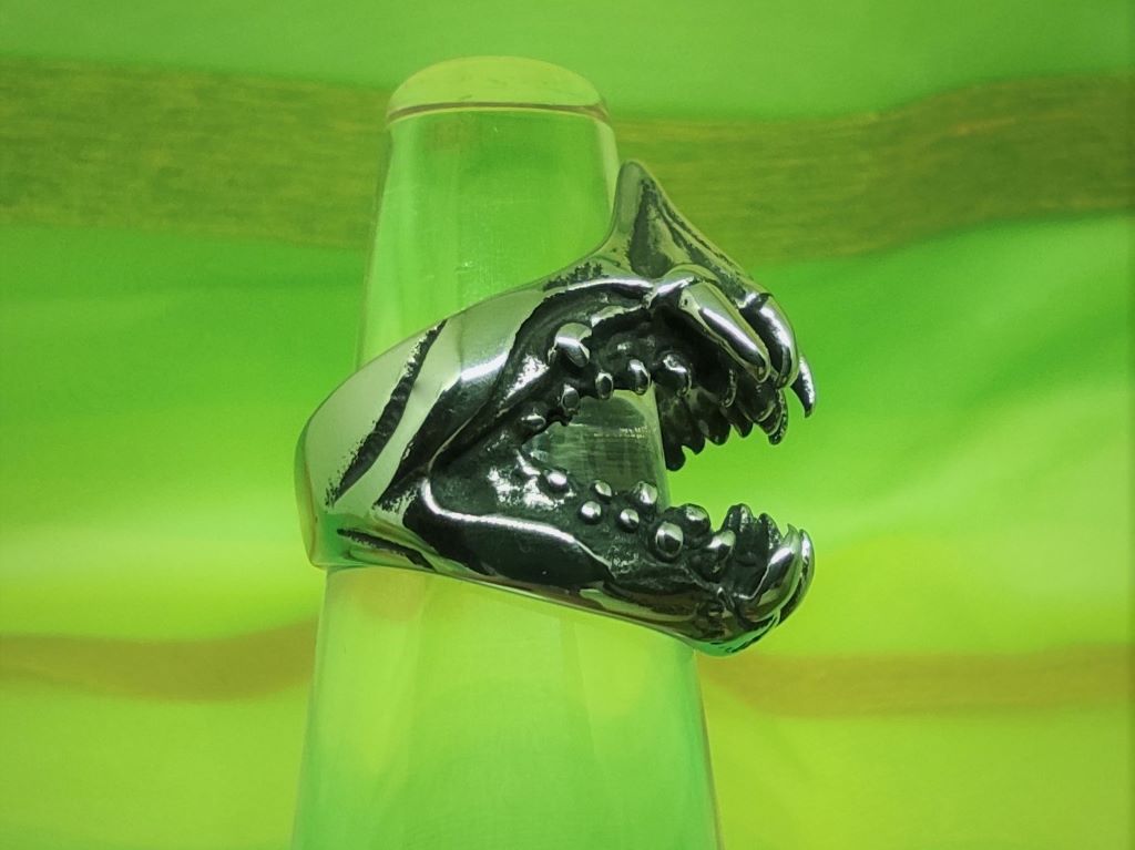 Bague gothique en acier inoxydable chirurgical 316L, mâchoire de requin, style rock, biker, gothique, punk