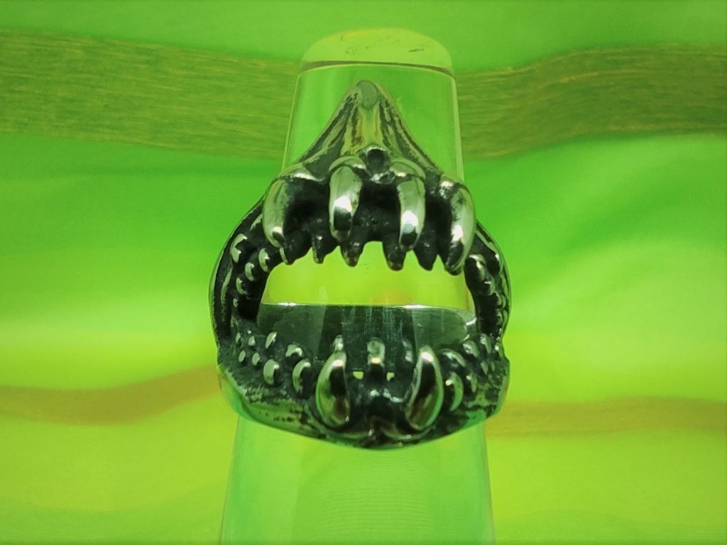 Bague gothique en acier inoxydable chirurgical 316L, mâchoire de requin, style rock, biker, gothique, punk
