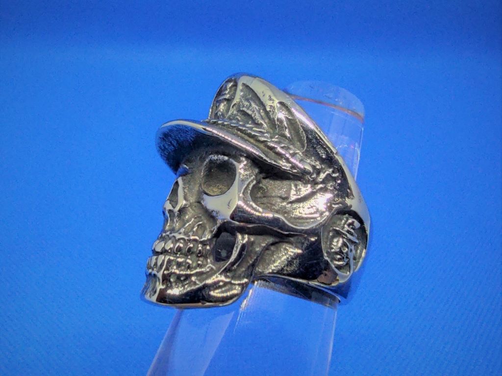 Bague gothique en acier inoxydable chirurgical 316L, tête de mort ailée avec casquette, style rock, biker, gothique, punk
