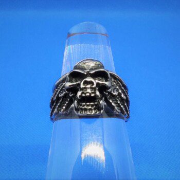 Bague alliance gothique en acier inoxydable chirurgical 316L, petite tête mort ailée, style rock, biker, gothique, punk