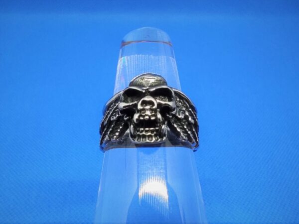 Bague alliance gothique en acier inoxydable chirurgical 316L, petite tête mort ailée, style rock, biker, gothique, punk