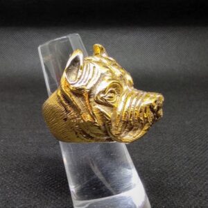 Bague gothique en acier inoxydable chirurgical 316L plaqué or, tête de chien dogue, style rock, biker, gothique