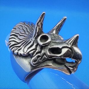 Bague gothique en acier inoxydable chirurgical 316L, triceratops, style rock, biker, gothique, punk