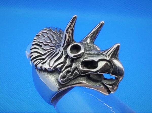 Bague gothique en acier inoxydable chirurgical 316L, triceratops, style rock, biker, gothique, punk