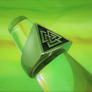Bague viking chevalière gothique en acier inoxydable chirurgical 316L, symbole Valknut, style rock, biker, gothique, viking