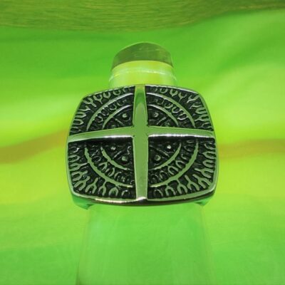 Bague chevalière gothique en acier inoxydable chirurgical 316L, motif croix avec runes, style rock, biker, gothique