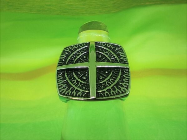 Bague chevalière gothique en acier inoxydable chirurgical 316L, motif croix avec runes, style rock, biker, gothique