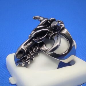 Bague gothique en acier inoxydable chirurgical 316L, tête de démon cornu, style rock, biker, gothique, punk
