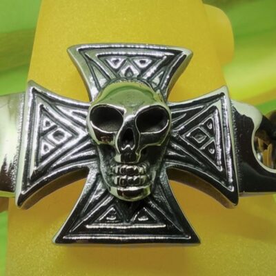 Bracelet gothique croix teutonique avec tête de mort ajustable