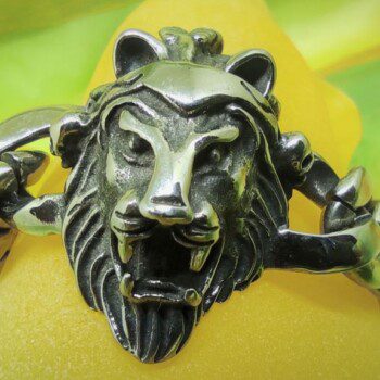 Bracelet gothique acier inoxydable chirurgical 316L, tête de lion, ajustable, style rock, biker, gothique, punk