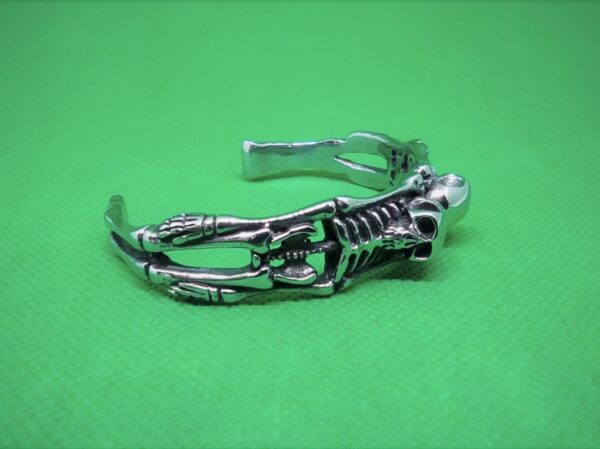 Bracelet jonc gothique en acier inoxydable chirurgical 316L, double squelette, style rock, biker, gothique, punk, ajustable