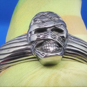 Bracelet jonc gothique en acier inoxydable chirurgical 316L, tête de momie, style rock, biker, gothique, punk