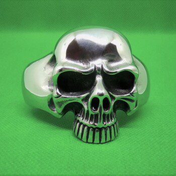 Bracelet jonc manchette gothique en acier inoxydable chirurgical 316L, grosse tête de mort, style rock, biker, gothique, punk
