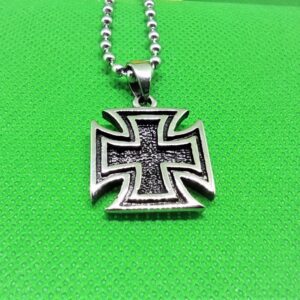 Pendentif acier double croix pattée teutonique, classique moderne rock