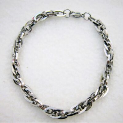 Bracelet classique maille double forçat torsadée, ajustable