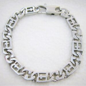Bracelet classique en acier chirurgicale 316L, maille marin avec motif croix, ajustable
