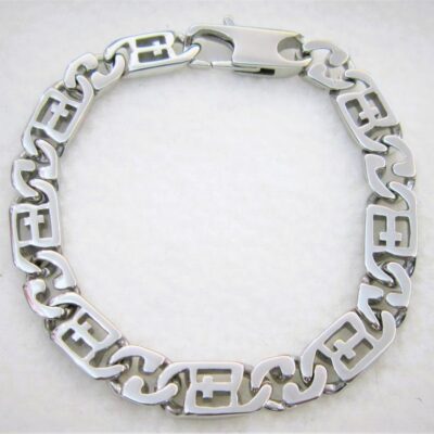 Bracelet classique maille marin avec motif croix, ajustable