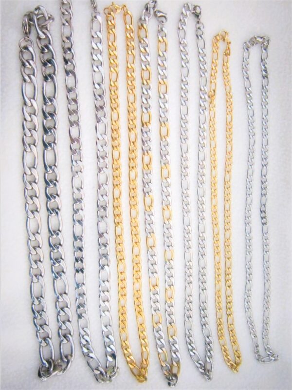 Collier classique en acier chirurgical, maille figaro 3 en 1